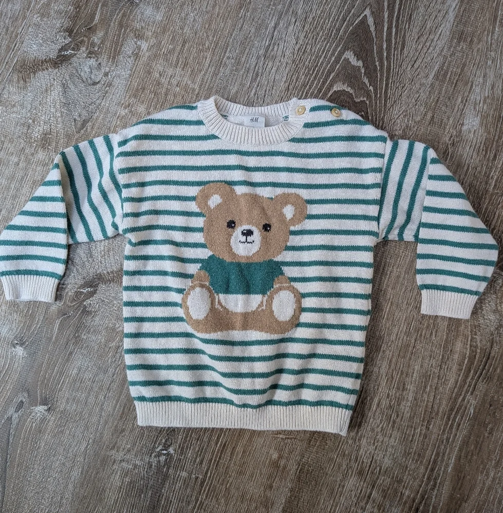 H&M + Cat & Jack Baby Teddy Bear Neutral Sweaters 100% Cotton Size 12 Months